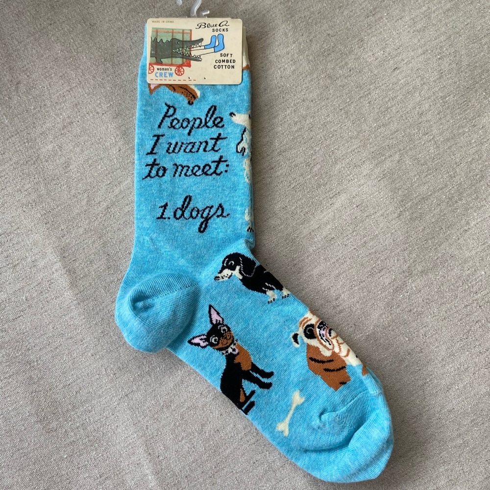 Blue Q dog crew socks